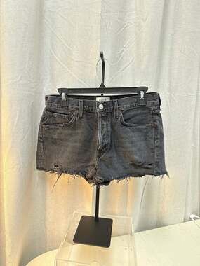 AGOLDE Parker Distressed High Rise Jean Shorts in Black Size 27